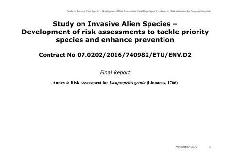 Risk assessment of the alien Staff